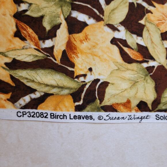 Cotton Fabric Birch Leaves by Susan Winget Autumn Foliage Brown Gold 25 x 44 in - Picture 5 of 9